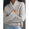 imageFlygo Womens Cropped Cardigan Sweater Oversized Shawl Lapel 2025 Fall Fashion Open Front Sweater Jacket Knit OutwearGrey