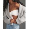 imageFlygo Womens Cropped Cardigan Sweater Oversized Shawl Lapel 2025 Fall Fashion Open Front Sweater Jacket Knit OutwearGrey