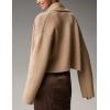 imageFlygo Womens Cropped Cardigan Sweater Oversized Shawl Lapel 2025 Fall Fashion Open Front Sweater Jacket Knit OutwearKhaki