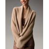 imageFlygo Womens Cropped Cardigan Sweater Oversized Shawl Lapel 2025 Fall Fashion Open Front Sweater Jacket Knit OutwearKhaki