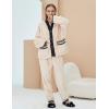 imageFlygo Womens Fluffy Pajama Sets Plush Fleece Tops Pants Loose Fuzzy Sleepwear LoungewearBeige