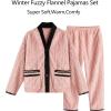 imageFlygo Womens Fluffy Pajama Sets Plush Fleece Tops Pants Loose Fuzzy Sleepwear LoungewearPink