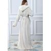 imageFlygo Womens Fuzzy Plush Long Hooded Robe Full Length Flannel Fleece Bathrobe Warm Housecoat Beige Medium