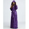 imageFlygo Womens Fuzzy Plush Long Hooded Robe Full Length Flannel Fleece Bathrobe Warm HousecoatDark Purple