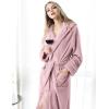 imageFlygo Womens Fuzzy Plush Long Hooded Robe Full Length Flannel Fleece Bathrobe Warm HousecoatDusty Pink