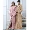 imageFlygo Womens Fuzzy Plush Long Hooded Robe Full Length Flannel Fleece Bathrobe Warm HousecoatDusty Pink