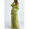imageFlygo Womens Fuzzy Plush Long Hooded Robe Full Length Flannel Fleece Bathrobe Warm HousecoatGreen