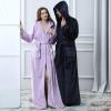 imageFlygo Womens Fuzzy Plush Long Hooded Robe Full Length Flannel Fleece Bathrobe Warm HousecoatLilac