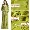 imageFlygo Womens Fuzzy Plush Long Hooded Robe Full Length Flannel Fleece Bathrobe Warm HousecoatLilac