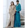 imageFlygo Womens Fuzzy Plush Long Hooded Robe Full Length Flannel Fleece Bathrobe Warm HousecoatOlive Grey
