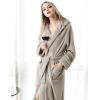 imageFlygo Womens Fuzzy Plush Long Hooded Robe Full Length Flannel Fleece Bathrobe Warm HousecoatOlive Grey