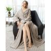 imageFlygo Womens Fuzzy Plush Long Hooded Robe Full Length Flannel Fleece Bathrobe Warm HousecoatOlive Grey