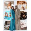 imageFlygo Womens Fuzzy Plush Long Hooded Robe Full Length Flannel Fleece Bathrobe Warm HousecoatTurquoise