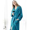 imageFlygo Womens Fuzzy Plush Long Hooded Robe Full Length Flannel Fleece Bathrobe Warm HousecoatTurquoise