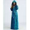 imageFlygo Womens Fuzzy Plush Long Hooded Robe Full Length Flannel Fleece Bathrobe Warm HousecoatTurquoise