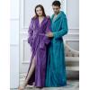 imageFlygo Womens Fuzzy Plush Long Hooded Robe Full Length Flannel Fleece Bathrobe Warm HousecoatTurquoise