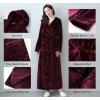 imageFlygo Womens Fuzzy Plush Long Hooded Robe Full Length Flannel Fleece Bathrobe Warm HousecoatWine Red