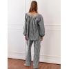 imageFlygo Womens Gingham Pajama Set 2 Piece Cotton Plaid Raglan Sleeve Button Top Straight Leg Pants Pjs Y2K Lounge Set SleepwearBlack