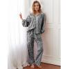 imageFlygo Womens Gingham Pajama Set 2 Piece Cotton Plaid Raglan Sleeve Button Top Straight Leg Pants Pjs Y2K Lounge Set SleepwearBlack