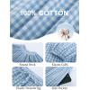 imageFlygo Womens Gingham Pajama Set 2 Piece Cotton Plaid Raglan Sleeve Button Top Straight Leg Pants Pjs Y2K Lounge Set SleepwearBlue