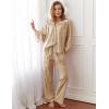 imageFlygo Womens Gingham Pajama Set 2 Piece Cotton Plaid Raglan Sleeve Button Top Straight Leg Pants Pjs Y2K Lounge Set SleepwearBrown