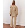 imageFlygo Womens Gingham Pajama Set 2 Piece Cotton Plaid Raglan Sleeve Button Top Straight Leg Pants Pjs Y2K Lounge Set SleepwearBrown