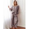 imageFlygo Womens Gingham Pajama Set 2 Piece Cotton Plaid Raglan Sleeve Button Top Straight Leg Pants Pjs Y2K Lounge Set SleepwearCoffee