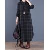 imageFlygo Womens Long Sleeve Button Plaid Long Shirt Loose Casual Midi Dress SleepwearGreen