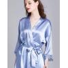 imageFlygo Womens Simulation Silk Stain Lace Bathrobes Kimono Robe Bridesmaid Robes Pajamas Sleepwear NightwearGray