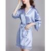 imageFlygo Womens Simulation Silk Stain Lace Bathrobes Kimono Robe Bridesmaid Robes Pajamas Sleepwear NightwearGray