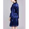 imageFlygo Womens Simulation Silk Stain Lace Bathrobes Kimono Robe Bridesmaid Robes Pajamas Sleepwear NightwearNavy