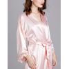 imageFlygo Womens Simulation Silk Stain Lace Bathrobes Kimono Robe Bridesmaid Robes Pajamas Sleepwear NightwearPink