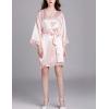 imageFlygo Womens Simulation Silk Stain Lace Bathrobes Kimono Robe Bridesmaid Robes Pajamas Sleepwear NightwearPink