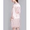 imageFlygo Womens Simulation Silk Stain Lace Bathrobes Kimono Robe Bridesmaid Robes Pajamas Sleepwear NightwearPink
