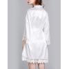 imageFlygo Womens Simulation Silk Stain Lace Bathrobes Kimono Robe Bridesmaid Robes Pajamas Sleepwear NightwearWhite
