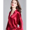 imageFlygo Womens Simulation Silk Stain Lace Bathrobes Kimono Robe Bridesmaid Robes Pajamas Sleepwear NightwearWine Red
