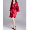 imageFlygo Womens Simulation Silk Stain Lace Bathrobes Kimono Robe Bridesmaid Robes Pajamas Sleepwear NightwearWine Red