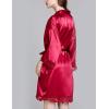 imageFlygo Womens Simulation Silk Stain Lace Bathrobes Kimono Robe Bridesmaid Robes Pajamas Sleepwear NightwearWine Red