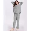 imageFlygo Womens Striped Pajama Sets 2 Piece Cotton Lounge Sets Button Down Top Straight Leg Pants with Pockets Y2K Pj SleepwearBlack