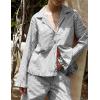 imageFlygo Womens Striped Pajama Sets 2 Piece Cotton Lounge Sets Button Down Top Straight Leg Pants with Pockets Y2K Pj SleepwearBlack