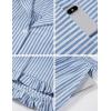 imageFlygo Womens Striped Pajama Sets 2 Piece Cotton Lounge Sets Button Down Top Straight Leg Pants with Pockets Y2K Pj SleepwearBlue