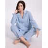 imageFlygo Womens Striped Pajama Sets 2 Piece Cotton Lounge Sets Button Down Top Straight Leg Pants with Pockets Y2K Pj SleepwearBlue