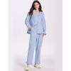 imageFlygo Womens Striped Pajama Sets 2 Piece Cotton Lounge Sets Button Down Top Straight Leg Pants with Pockets Y2K Pj SleepwearBlue