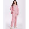 imageFlygo Womens Striped Pajama Sets 2 Piece Cotton Lounge Sets Button Down Top Straight Leg Pants with Pockets Y2K Pj SleepwearOrangered