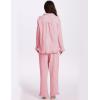 imageFlygo Womens Striped Pajama Sets 2 Piece Cotton Lounge Sets Button Down Top Straight Leg Pants with Pockets Y2K Pj SleepwearOrangered