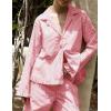 imageFlygo Womens Striped Pajama Sets 2 Piece Cotton Lounge Sets Button Down Top Straight Leg Pants with Pockets Y2K Pj SleepwearOrangered