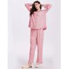 imageFlygo Womens Striped Pajama Sets 2 Piece Cotton Lounge Sets Button Down Top Straight Leg Pants with Pockets Y2K Pj SleepwearOrangered