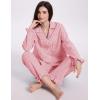 imageFlygo Womens Striped Pajama Sets 2 Piece Cotton Lounge Sets Button Down Top Straight Leg Pants with Pockets Y2K Pj SleepwearOrangered