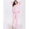 imageFlygo Womens Striped Pajama Sets 2 Piece Cotton Lounge Sets Button Down Top Straight Leg Pants with Pockets Y2K Pj SleepwearPink