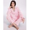 imageFlygo Womens Striped Pajama Sets 2 Piece Cotton Lounge Sets Button Down Top Straight Leg Pants with Pockets Y2K Pj SleepwearPink